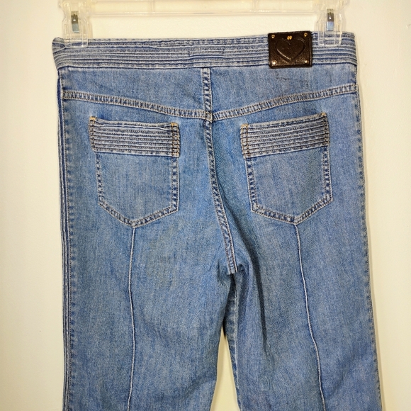Escada Y2K Cropped Jeans Womens 38 US 6/8 Blue Pintuck Retro Medium Wash - Picture 7 of 16
